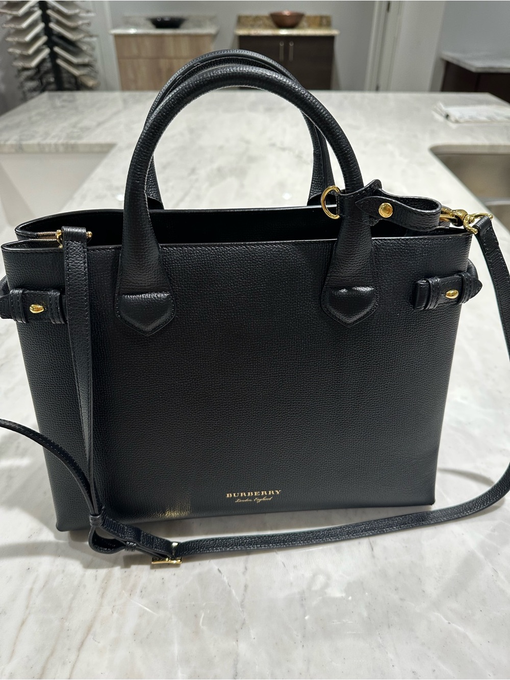 Burberry Black Leather Satchel with Gold Hardware - Picture 7 of 16